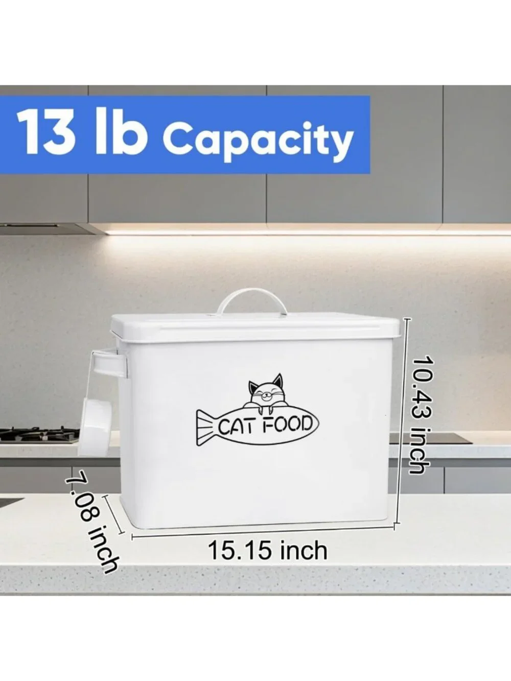 Large Airtight Pet Food Storage Container with Lid & Scoop - Farmhouse Style